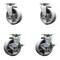 Service Caster 5'' V-Groove Semi Steel Swivel Caster Set with Bronze Bearings 2 Brakes, 4PK SCC-20S520-VGBZ-2-TLB-2 - alternate 1